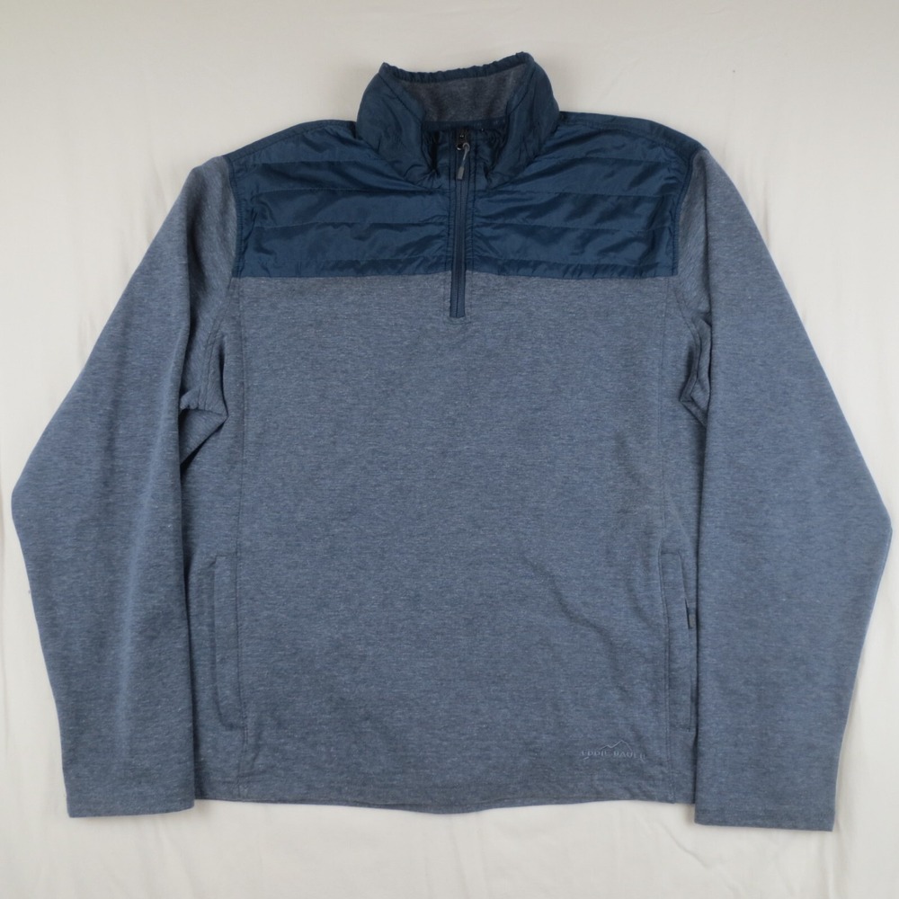Eddie Bauer Sweatshirt Mens XL Blue 1/4 Zip Long Sleeve Pullover Outdoors Hiking